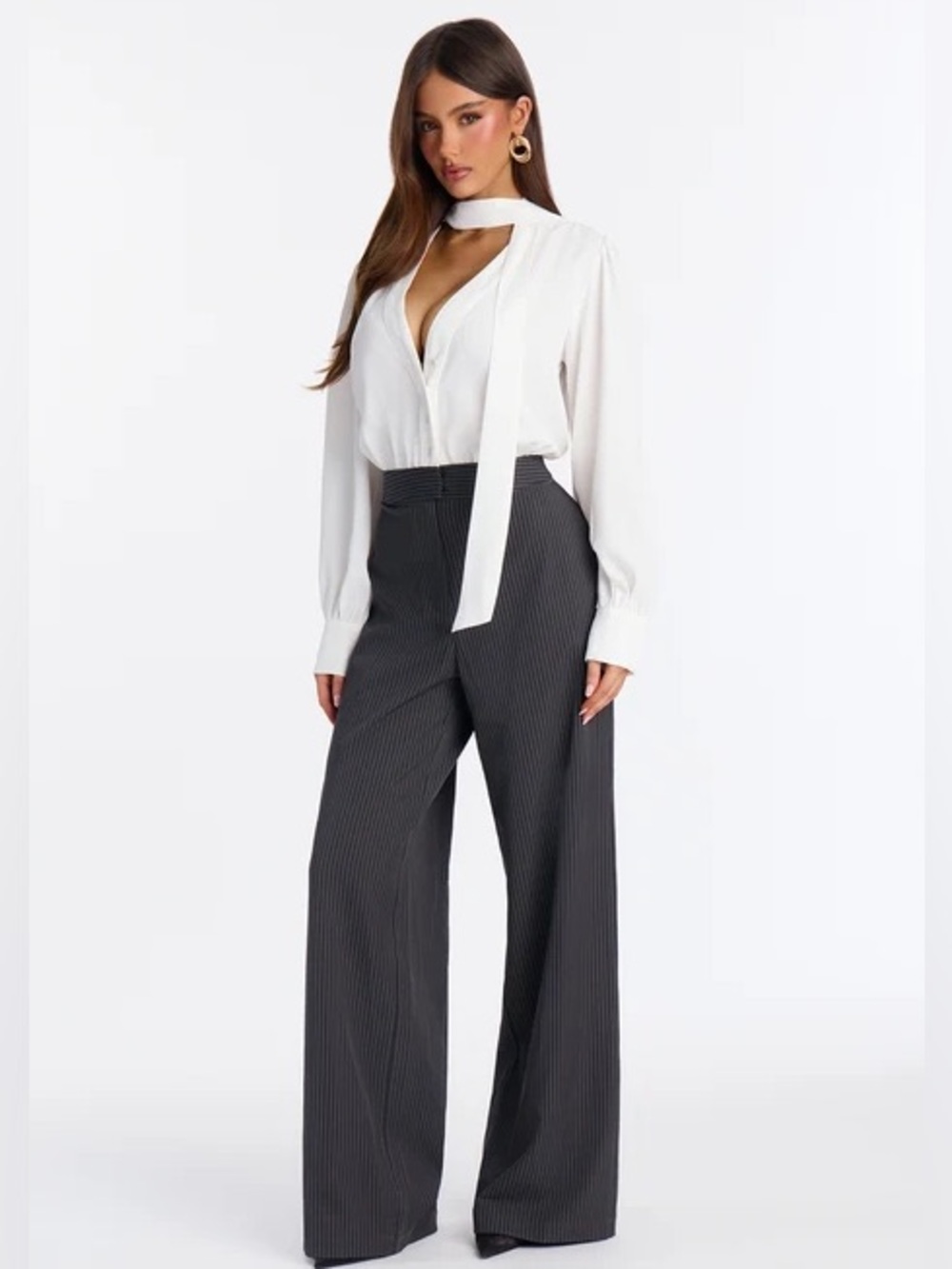 Lyla Crepe-Tie Pinstripe Jumpsuit NEW 🏷️